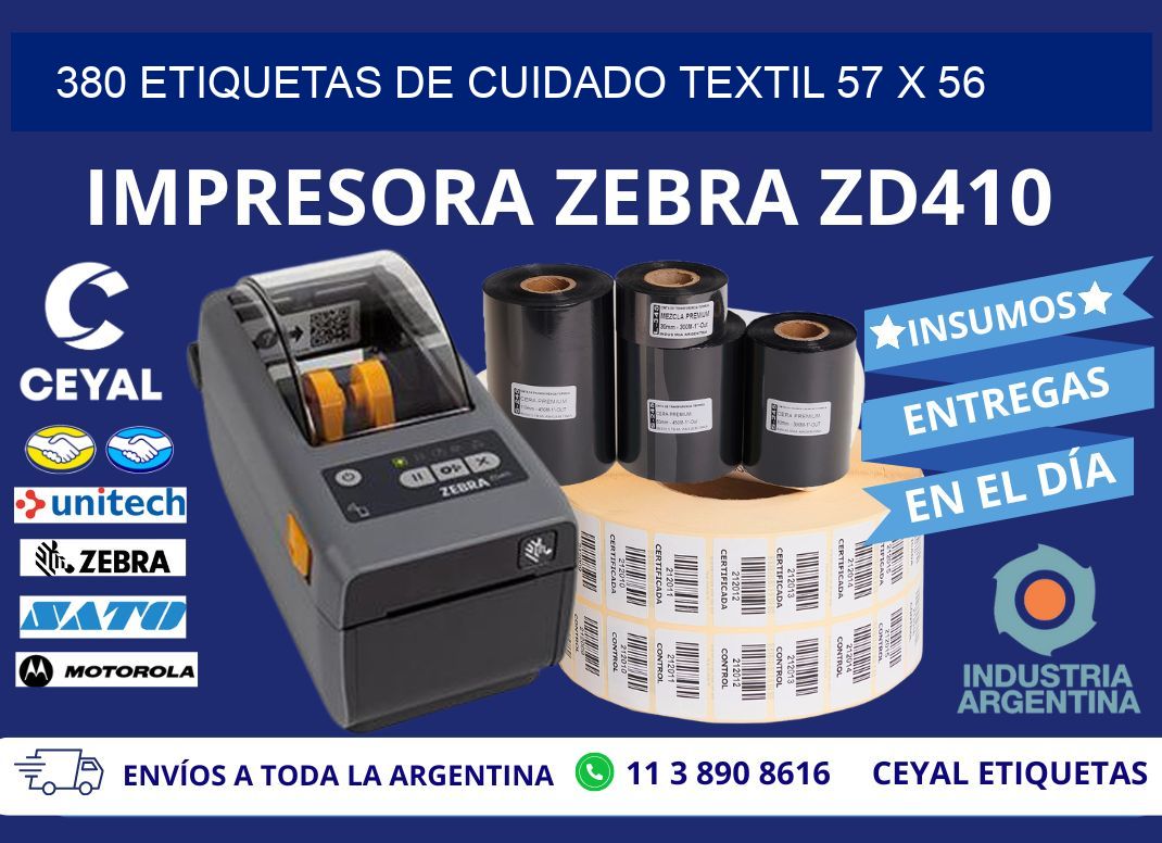 380 ETIQUETAS DE CUIDADO TEXTIL 57 x 56