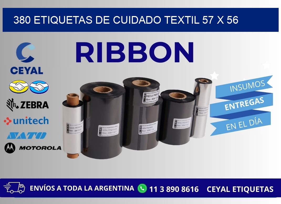 380 ETIQUETAS DE CUIDADO TEXTIL 57 x 56