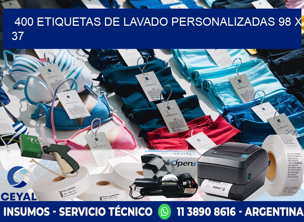 400 ETIQUETAS DE LAVADO PERSONALIZADAS 98 x 37