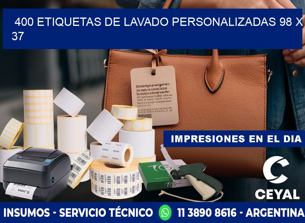 400 ETIQUETAS DE LAVADO PERSONALIZADAS 98 x 37