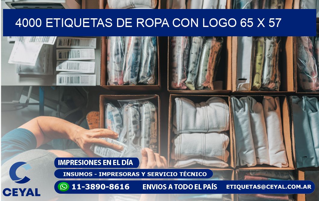 4000 ETIQUETAS DE ROPA CON LOGO 65 x 57