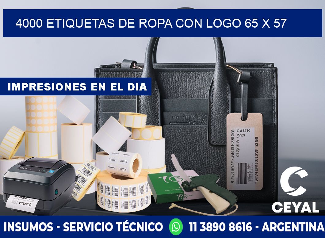 4000 ETIQUETAS DE ROPA CON LOGO 65 x 57