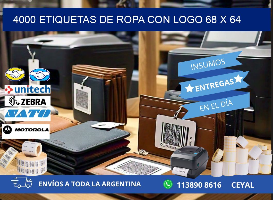 4000 ETIQUETAS DE ROPA CON LOGO 68 x 64