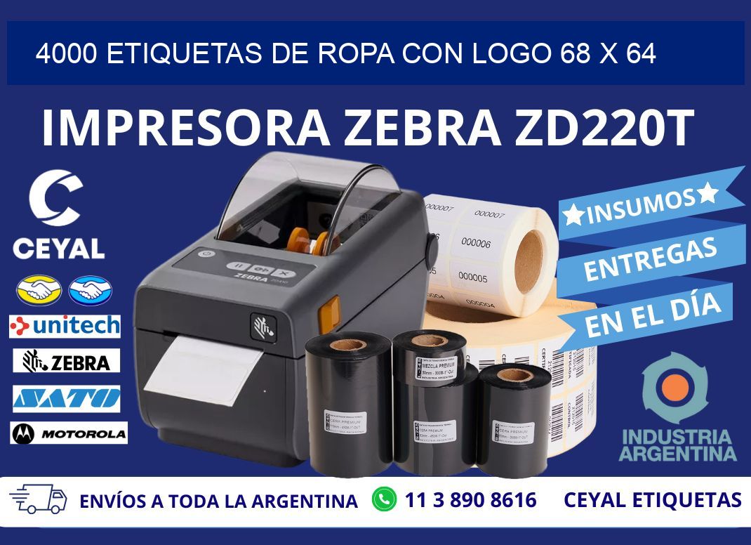 4000 ETIQUETAS DE ROPA CON LOGO 68 x 64