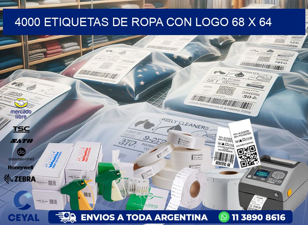 4000 ETIQUETAS DE ROPA CON LOGO 68 x 64