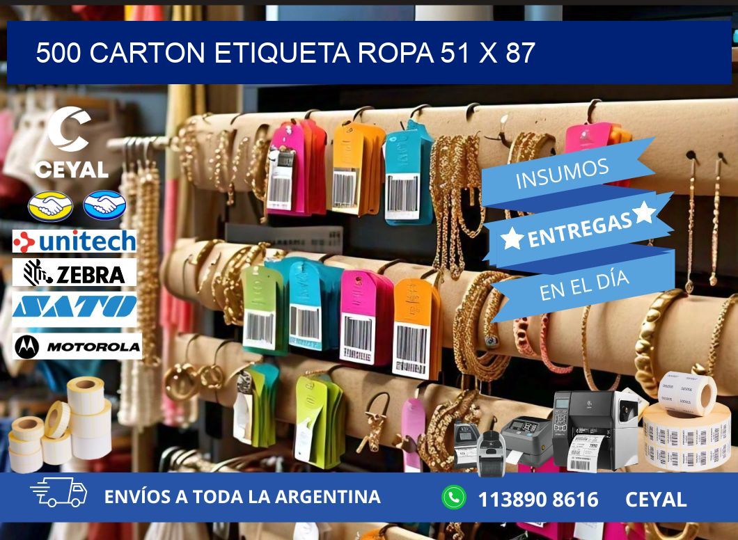 500 CARTON ETIQUETA ROPA 51 x 87