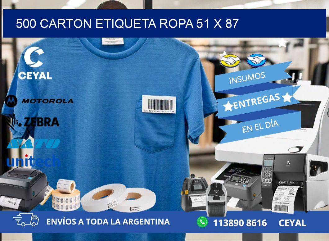 500 CARTON ETIQUETA ROPA 51 x 87