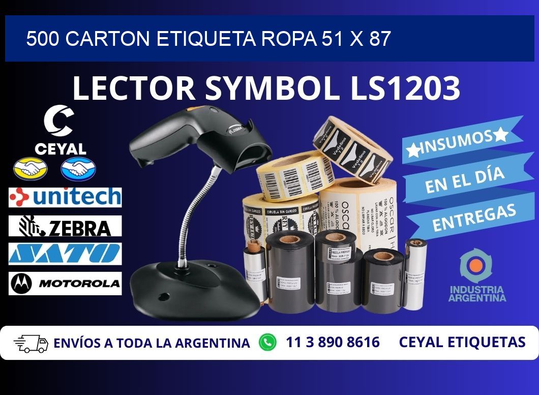 500 CARTON ETIQUETA ROPA 51 x 87