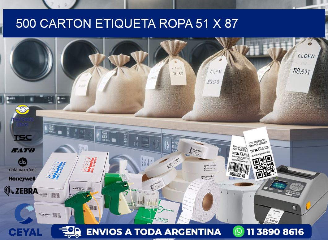 500 CARTON ETIQUETA ROPA 51 x 87