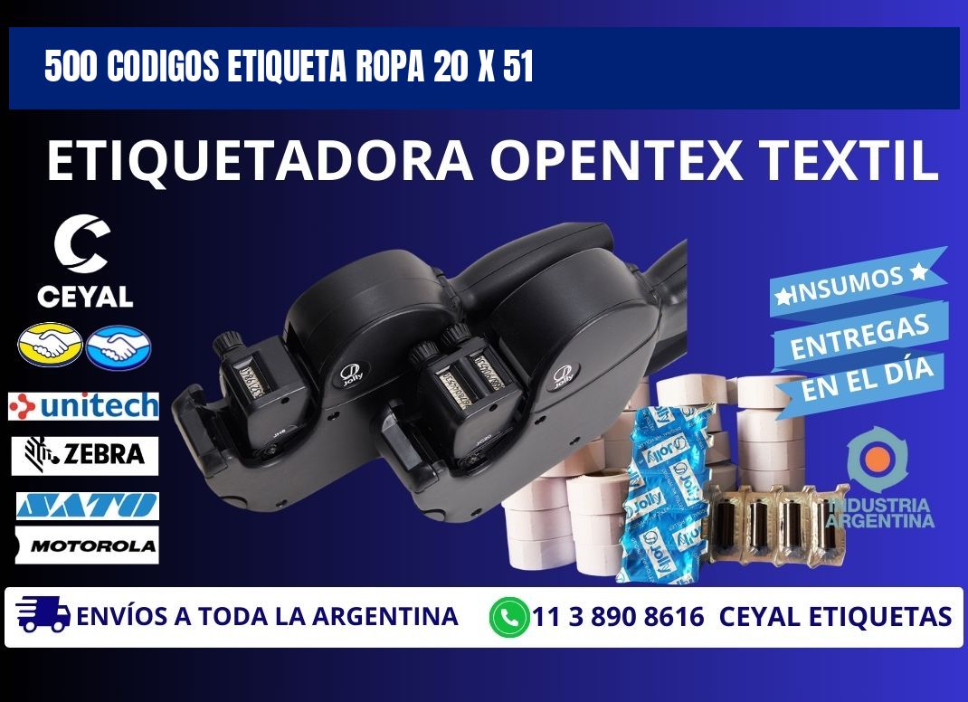 500 CODIGOS ETIQUETA ROPA 20 x 51