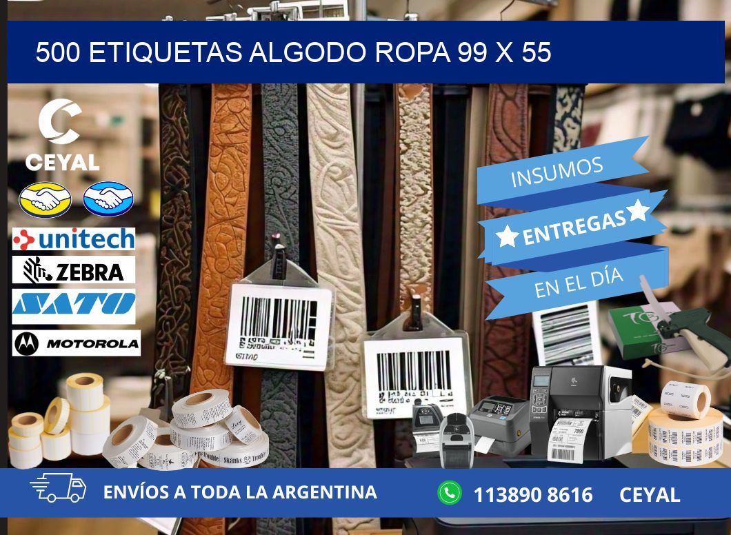 500 ETIQUETAS ALGODO ROPA 99 x 55