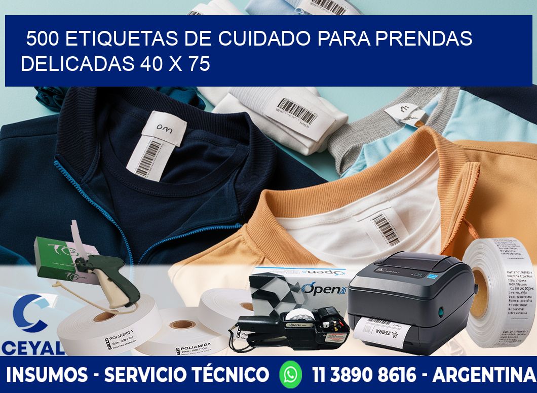 500 ETIQUETAS DE CUIDADO PARA PRENDAS DELICADAS 40 x 75
