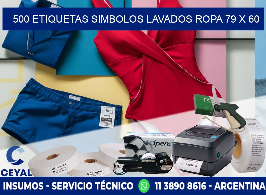 500 ETIQUETAS SIMBOLOS LAVADOS ROPA 79 x 60