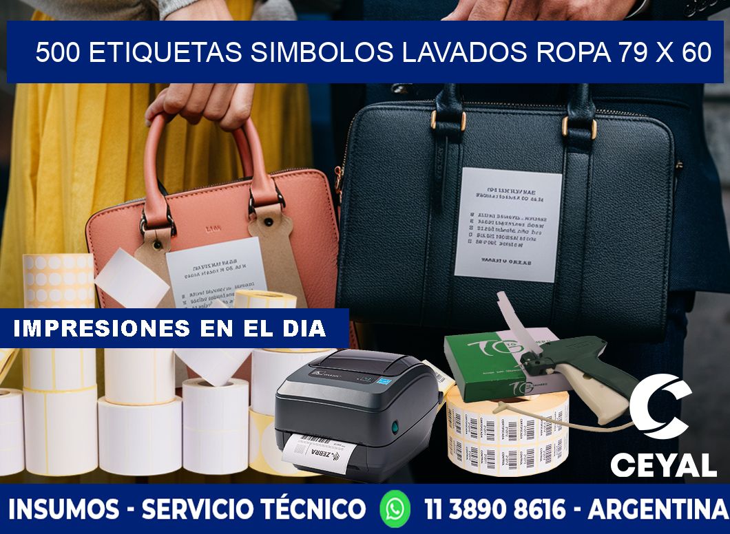 500 ETIQUETAS SIMBOLOS LAVADOS ROPA 79 x 60