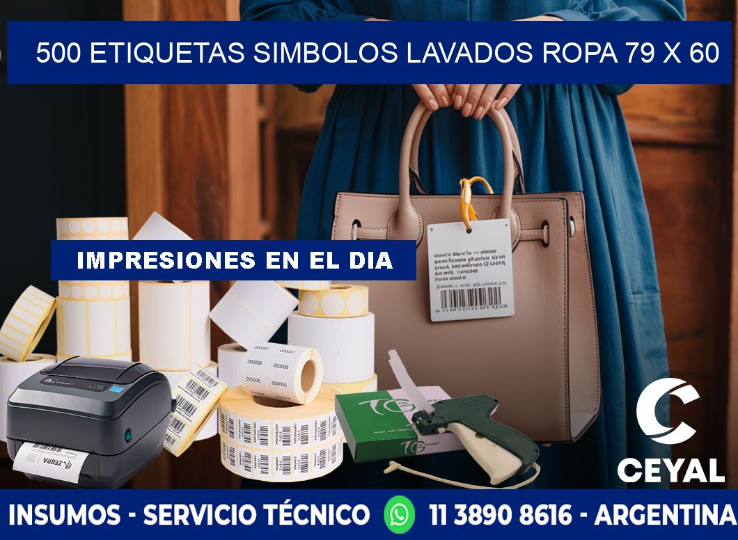 500 ETIQUETAS SIMBOLOS LAVADOS ROPA 79 x 60