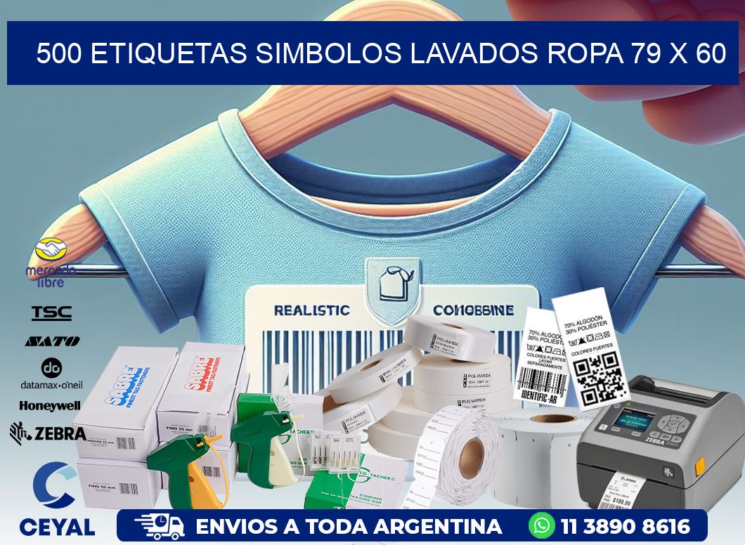 500 ETIQUETAS SIMBOLOS LAVADOS ROPA 79 x 60