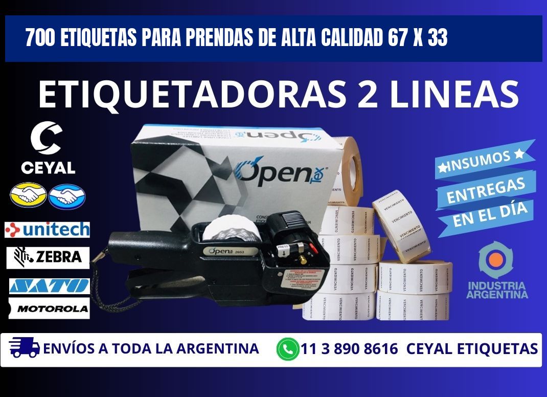 700 ETIQUETAS PARA PRENDAS DE ALTA CALIDAD 67 x 33