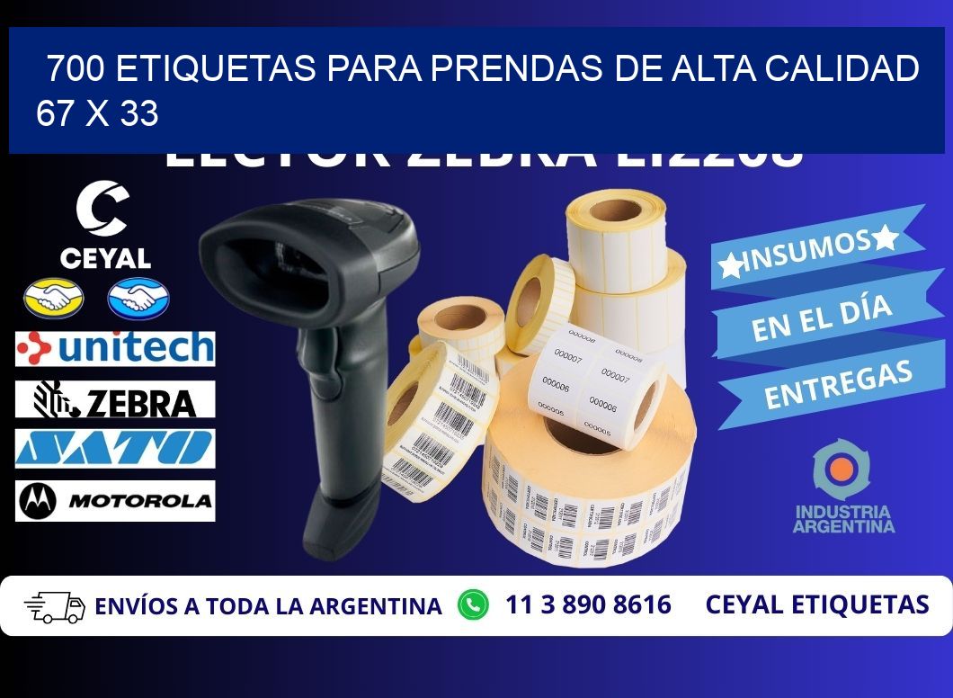 700 ETIQUETAS PARA PRENDAS DE ALTA CALIDAD 67 x 33