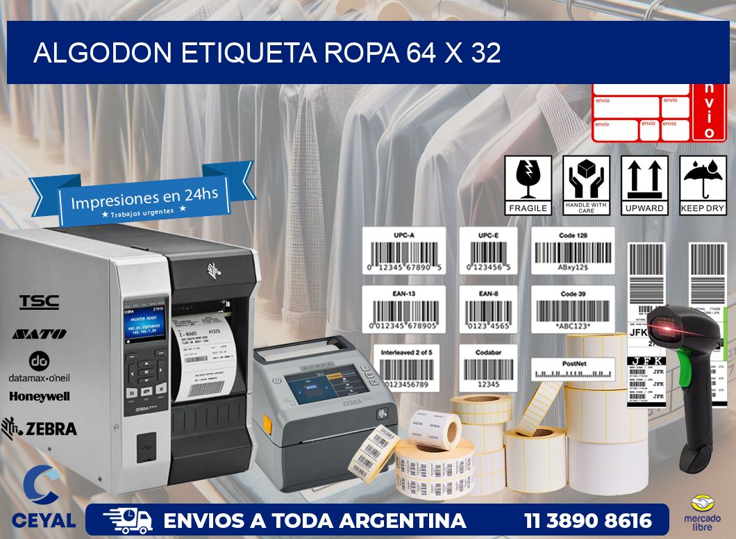 ALGODON ETIQUETA ROPA 64 x 32