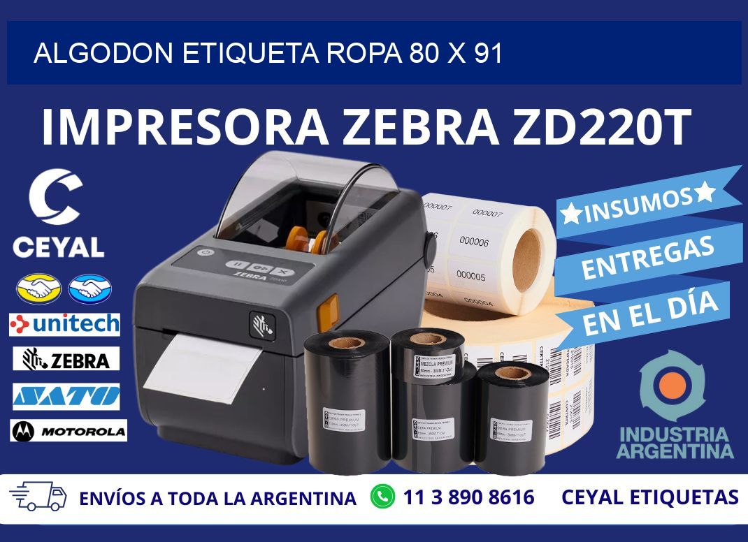 ALGODON ETIQUETA ROPA 80 x 91