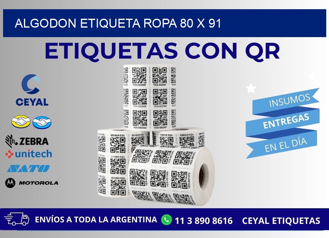 ALGODON ETIQUETA ROPA 80 x 91