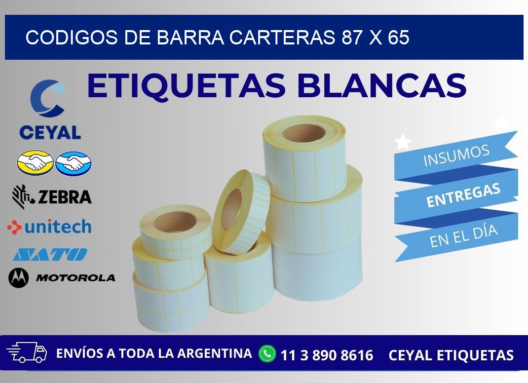 CODIGOS DE BARRA CARTERAS 87 x 65