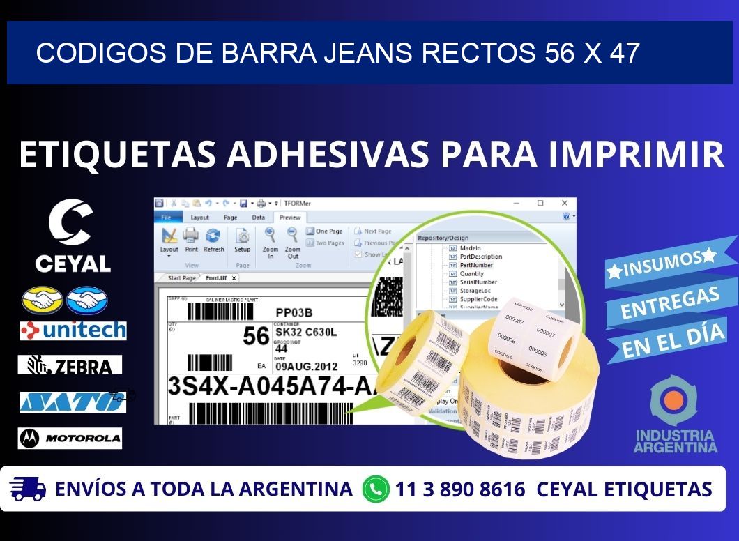 CODIGOS DE BARRA JEANS RECTOS 56 x 47