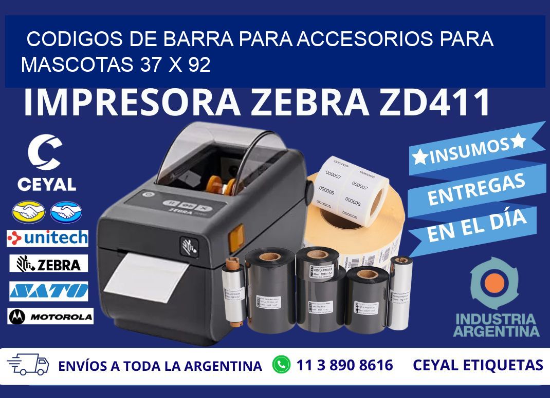CODIGOS DE BARRA PARA ACCESORIOS PARA MASCOTAS 37 x 92