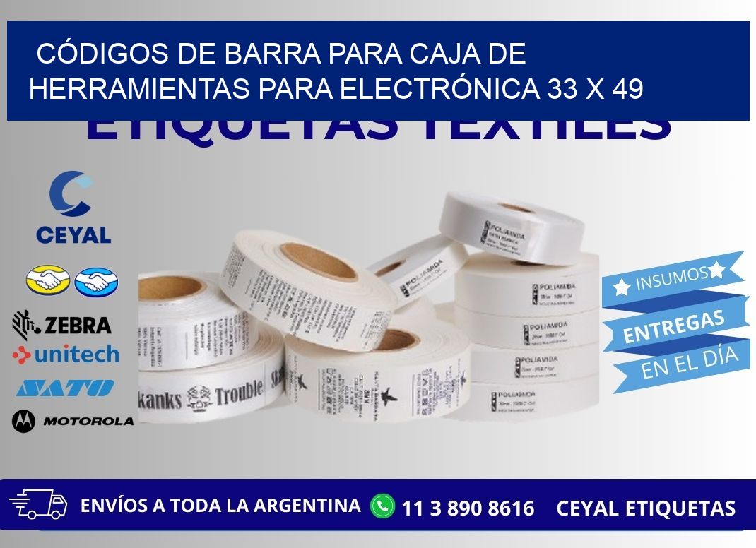 CÓDIGOS DE BARRA PARA CAJA DE HERRAMIENTAS PARA ELECTRÓNICA 33 x 49