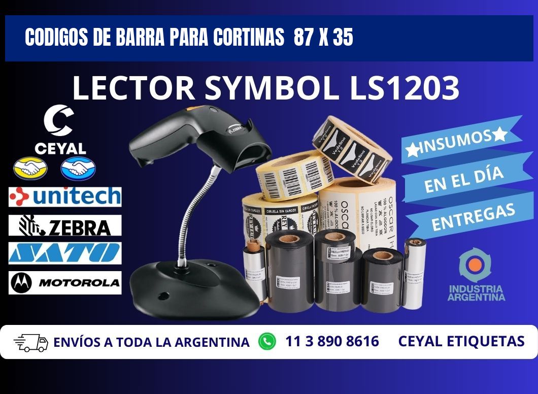 CODIGOS DE BARRA PARA CORTINAS  87 x 35