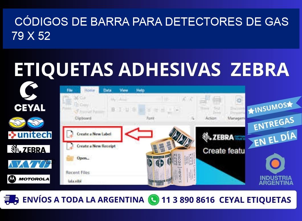 CÓDIGOS DE BARRA PARA DETECTORES DE GAS 79 x 52