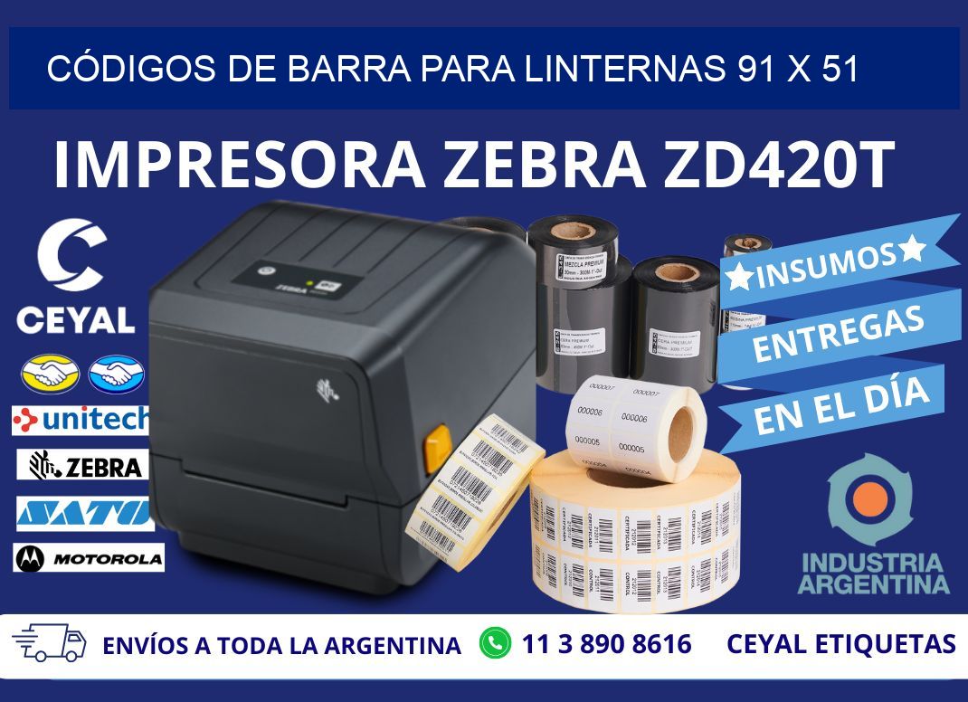 CÓDIGOS DE BARRA PARA LINTERNAS 91 x 51