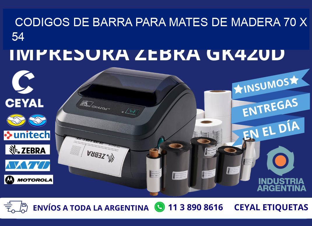 CODIGOS DE BARRA PARA MATES DE MADERA 70 x 54