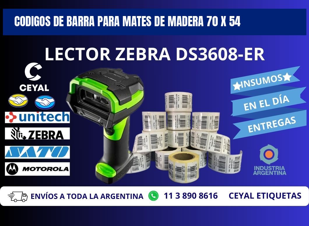 CODIGOS DE BARRA PARA MATES DE MADERA 70 x 54