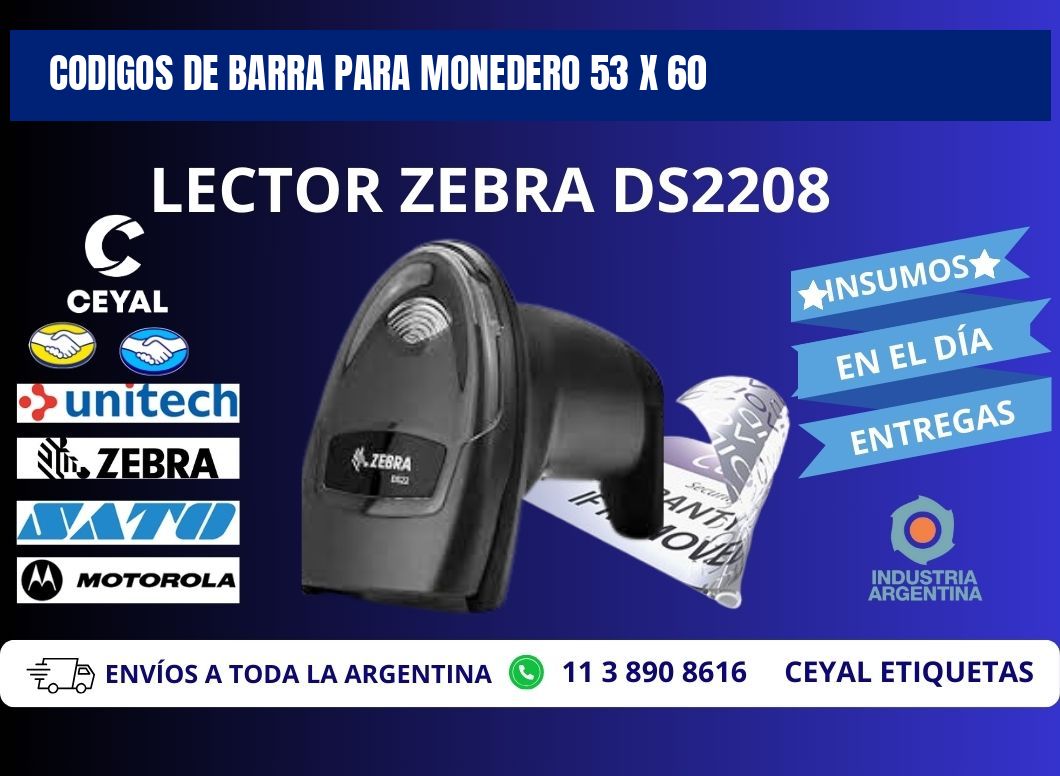 CODIGOS DE BARRA PARA MONEDERO 53 x 60