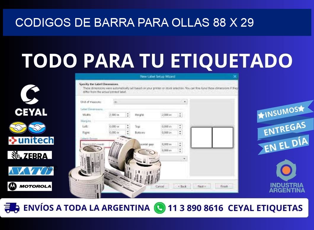 CODIGOS DE BARRA PARA OLLAS 88 x 29