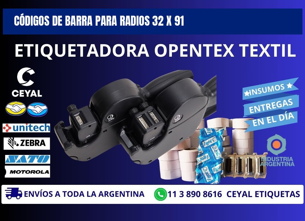 CÓDIGOS DE BARRA PARA RADIOS 32 x 91