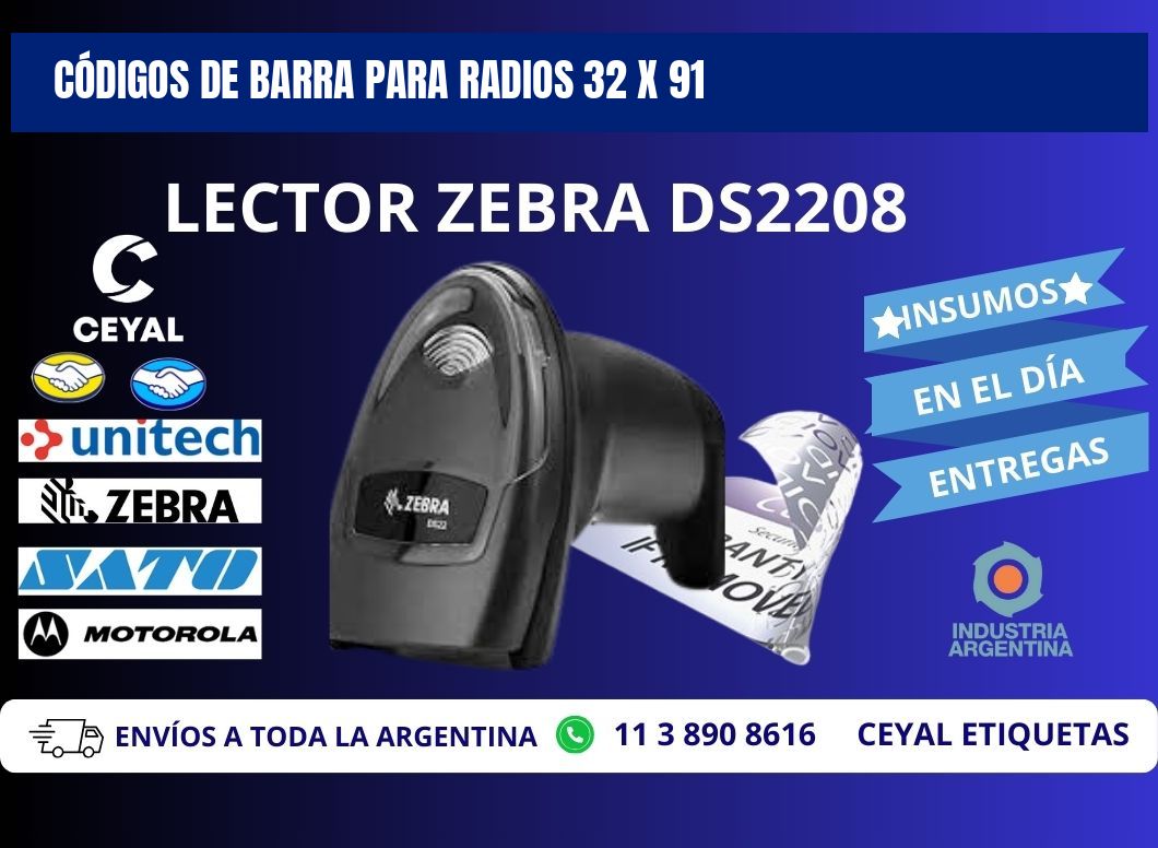 CÓDIGOS DE BARRA PARA RADIOS 32 x 91