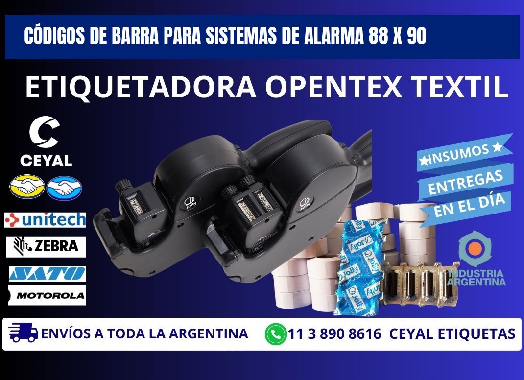 CÓDIGOS DE BARRA PARA SISTEMAS DE ALARMA 88 x 90