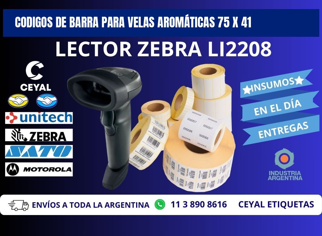 CODIGOS DE BARRA PARA VELAS AROMÁTICAS 75 x 41