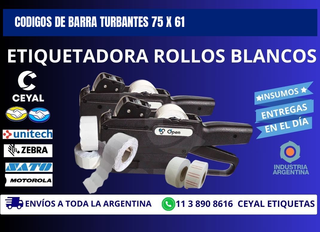 CODIGOS DE BARRA TURBANTES 75 x 61