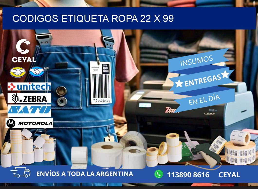 CODIGOS ETIQUETA ROPA 22 x 99