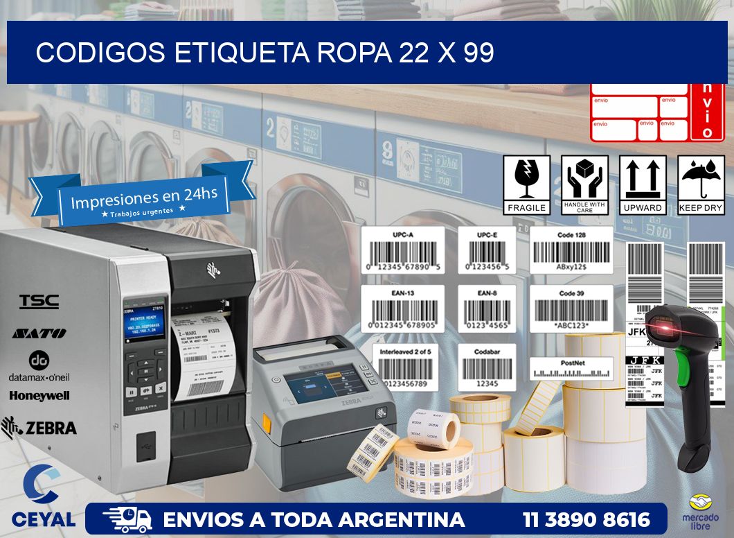 CODIGOS ETIQUETA ROPA 22 x 99