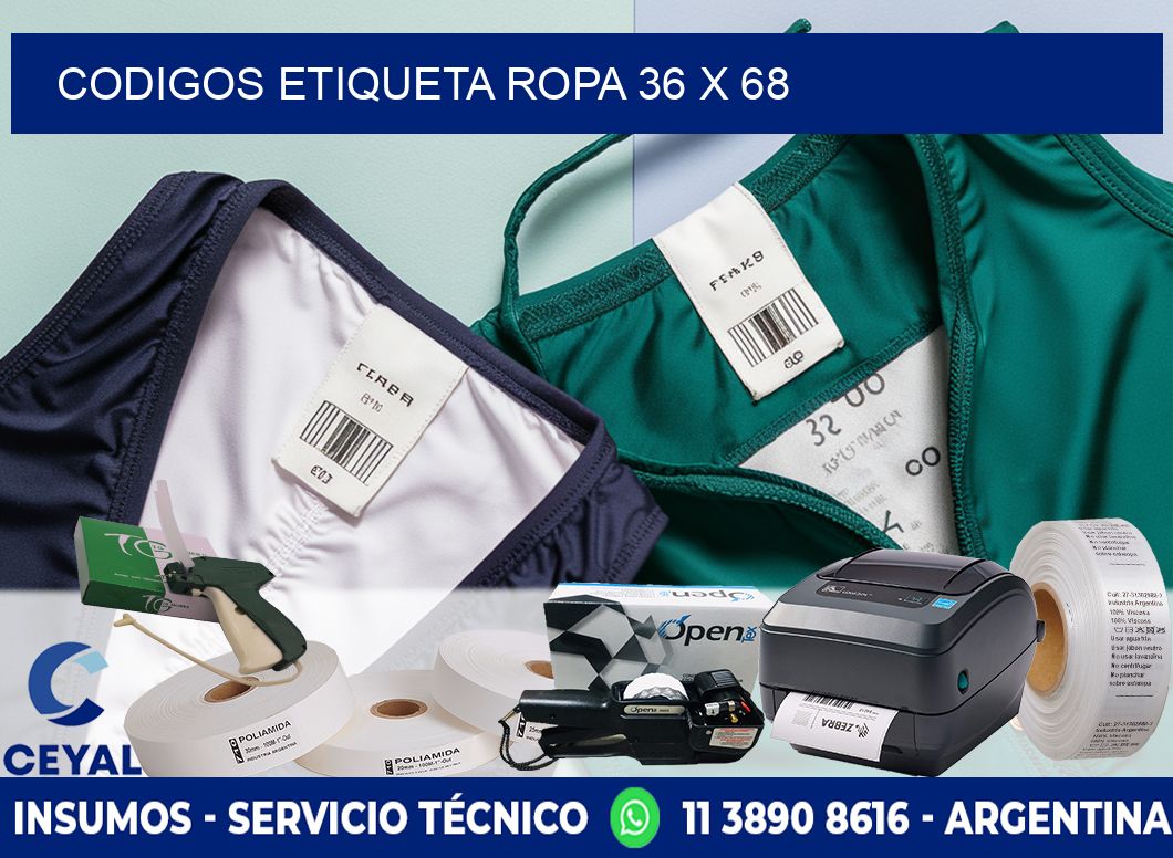 CODIGOS ETIQUETA ROPA 36 x 68