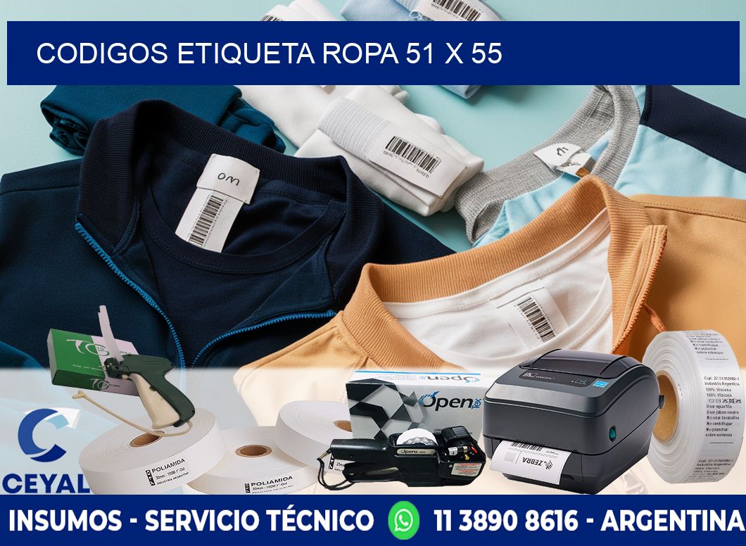 CODIGOS ETIQUETA ROPA 51 x 55