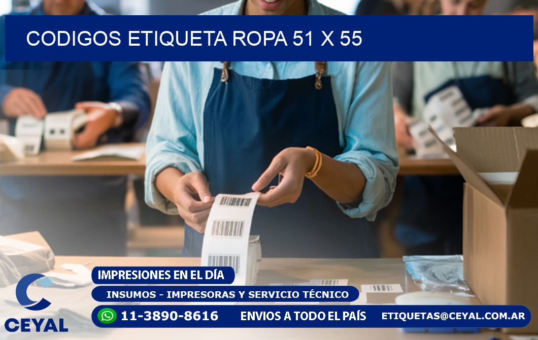 CODIGOS ETIQUETA ROPA 51 x 55