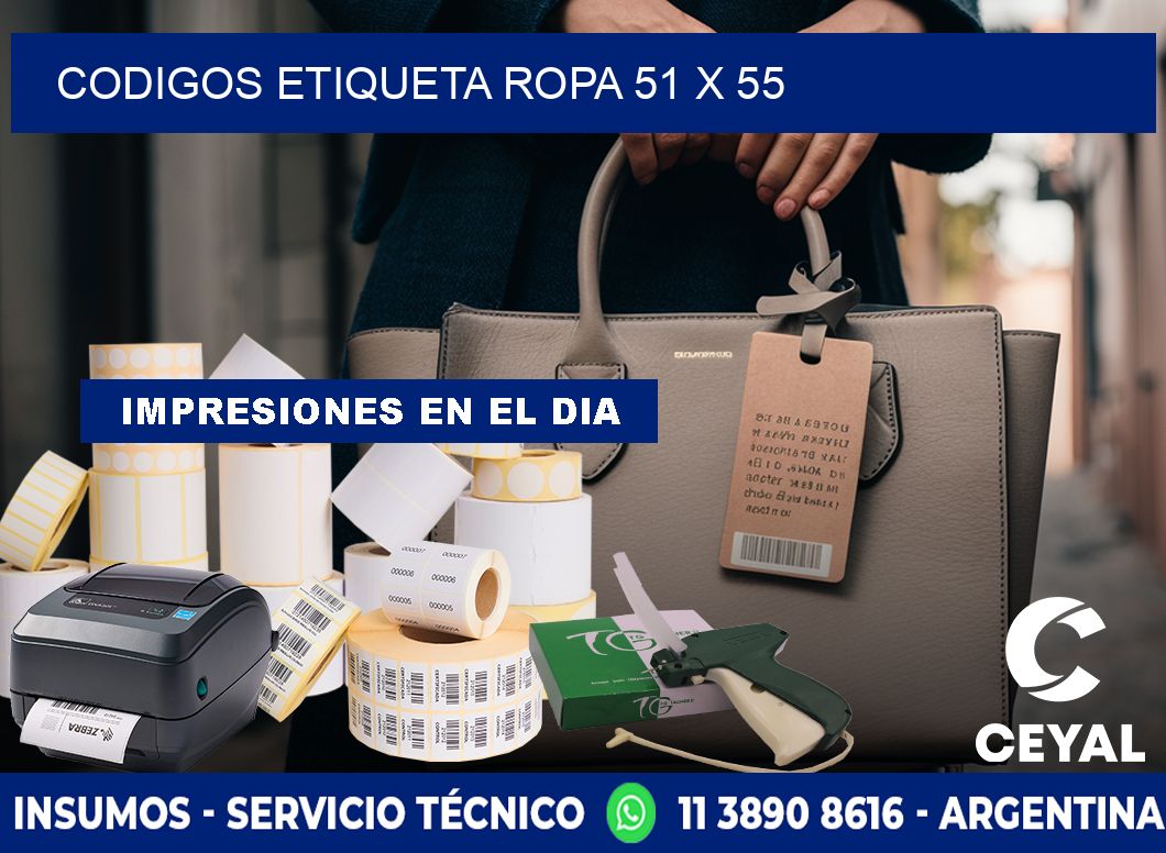 CODIGOS ETIQUETA ROPA 51 x 55