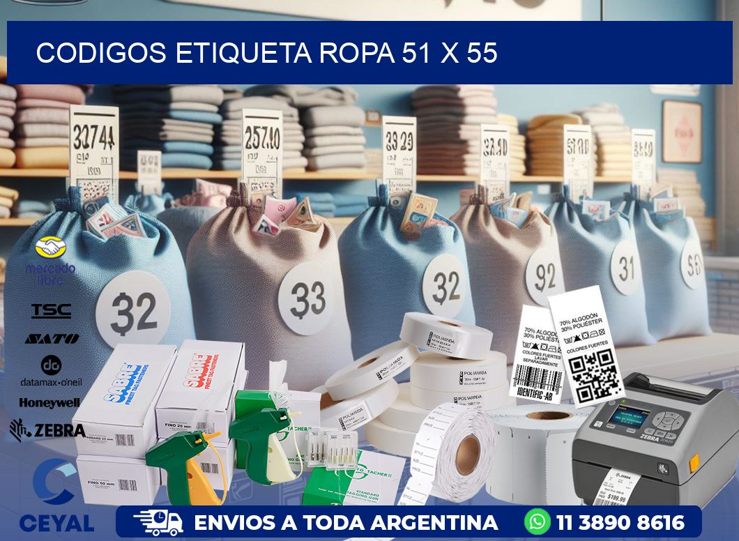 CODIGOS ETIQUETA ROPA 51 x 55