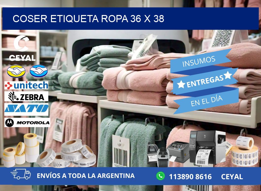 COSER ETIQUETA ROPA 36 x 38