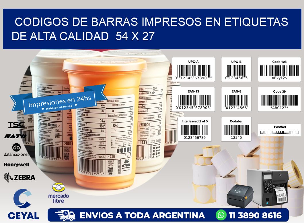 Codigos de Barras Impresos en Etiquetas de Alta Calidad  54 x 27